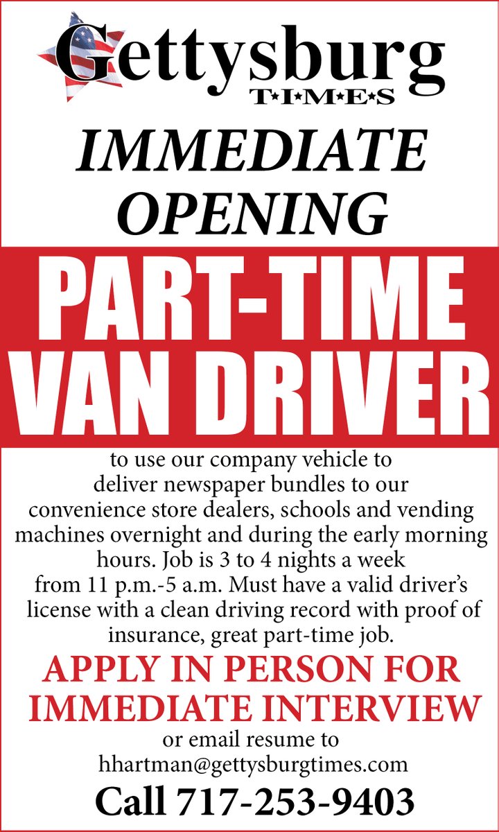 Apply Online Here: gettysburgtimes.com/site/forms/onl…