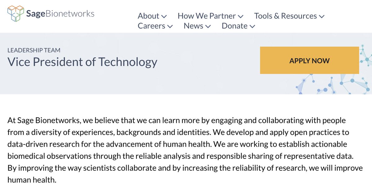 calimagna's tweet photo. I'm hiring a VP of Technology at @Sagebio to help us bridge the gap between biomedical data sharing and actual reuse!

Skill/interests/experience:

▶️ biomedical big data management
▶️ LLM-powered search &amp; data annotation
▶️ product development

Join us!

https://t.co/q1kLGyhLeA https://t.co/eBPd6qaCUX