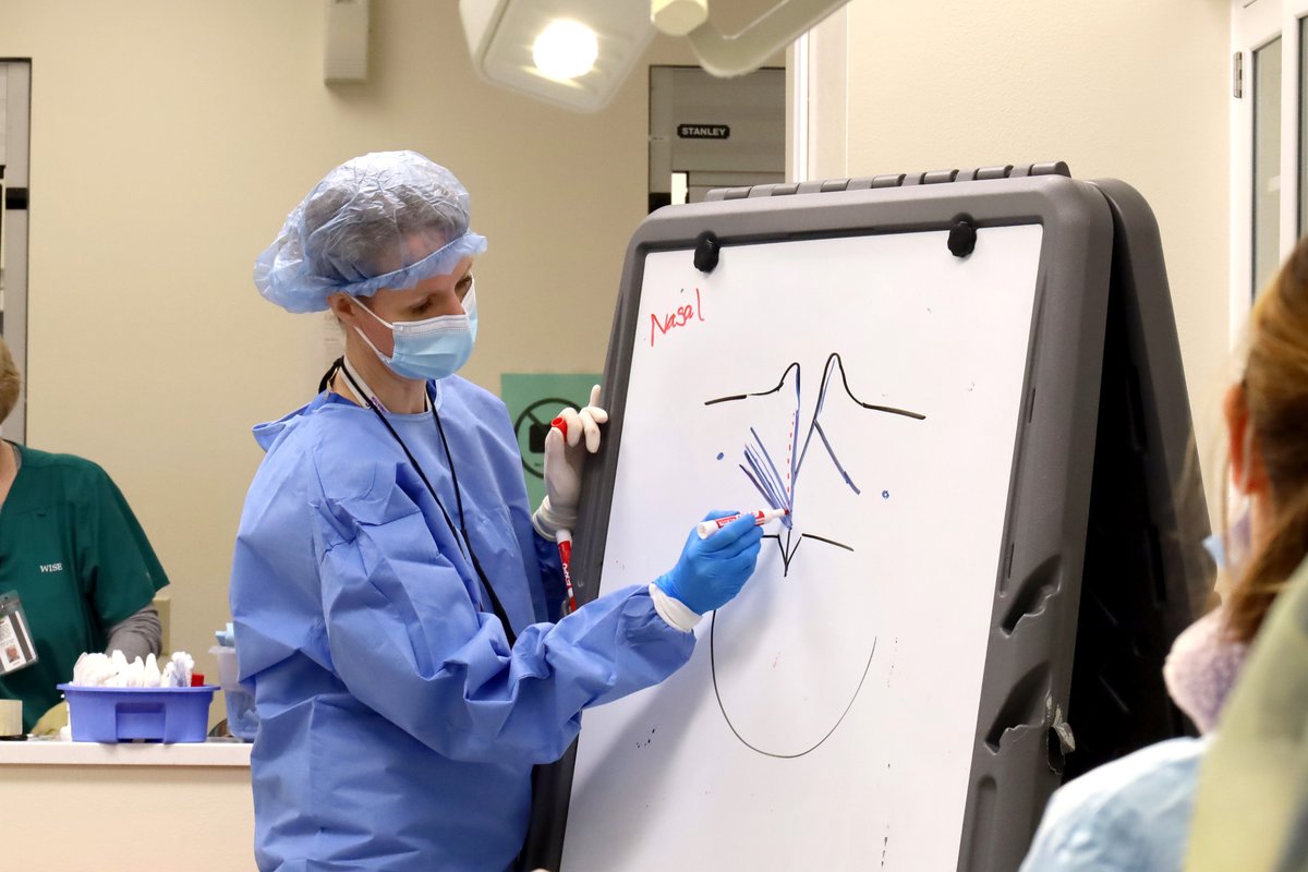 washuplastics's tweet photo. Alison Snyder-Warwick, MD, Director of the Plastic Surgery Residency Program and expert in the treatment of cleft lip and palate, guided plastic surgery residents through a special lab dedicated to learning the skills needed for treating these conditions in the #WISEcenter. https://t.co/IUtLRDmAgC