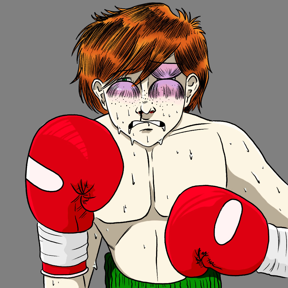 Angel is a cute boxer boy who has been taking a beating in the ring, leading to two swollen eyes and a bloody nose! #boxing #boxerboy #boxinggloves #blackeye Angel is @MouseEyes_