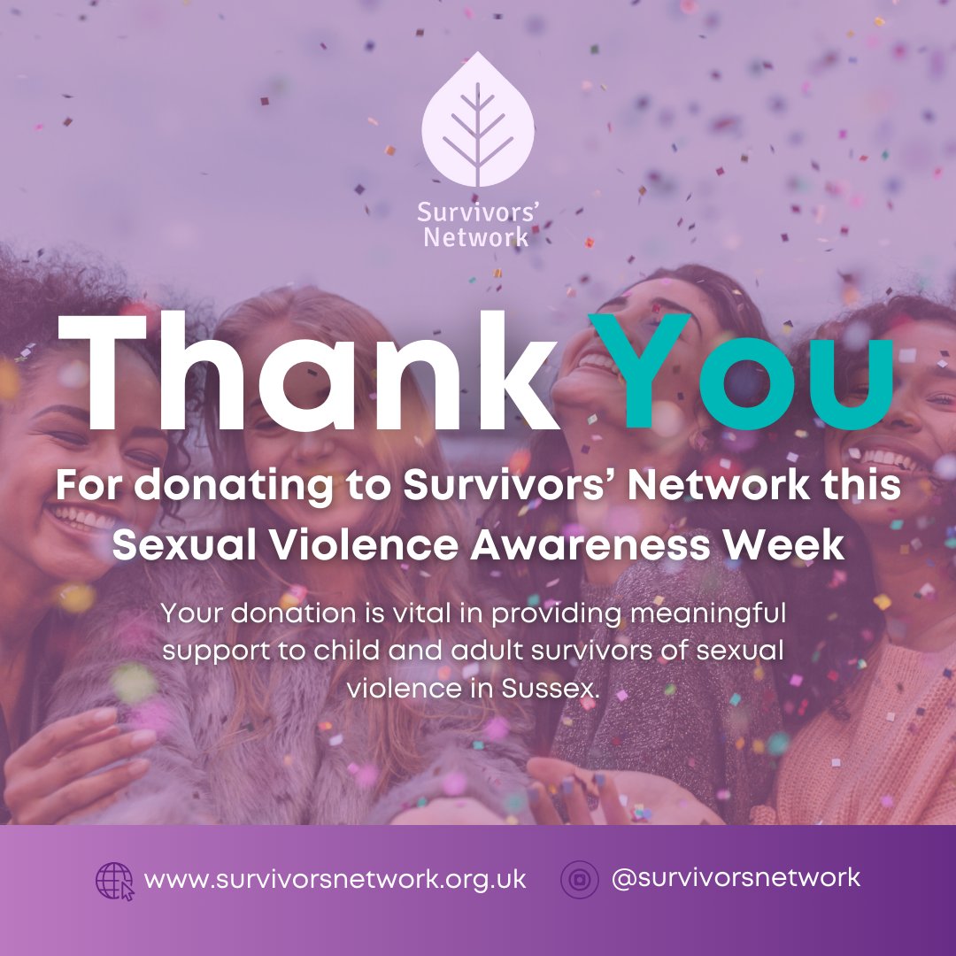 We want to give a big thank you for everyone who donated to us over Sexual Abuse & Sexual Violence awareness Week!💜 Your support is fundamental in providing survivors the support they deserve. 💜