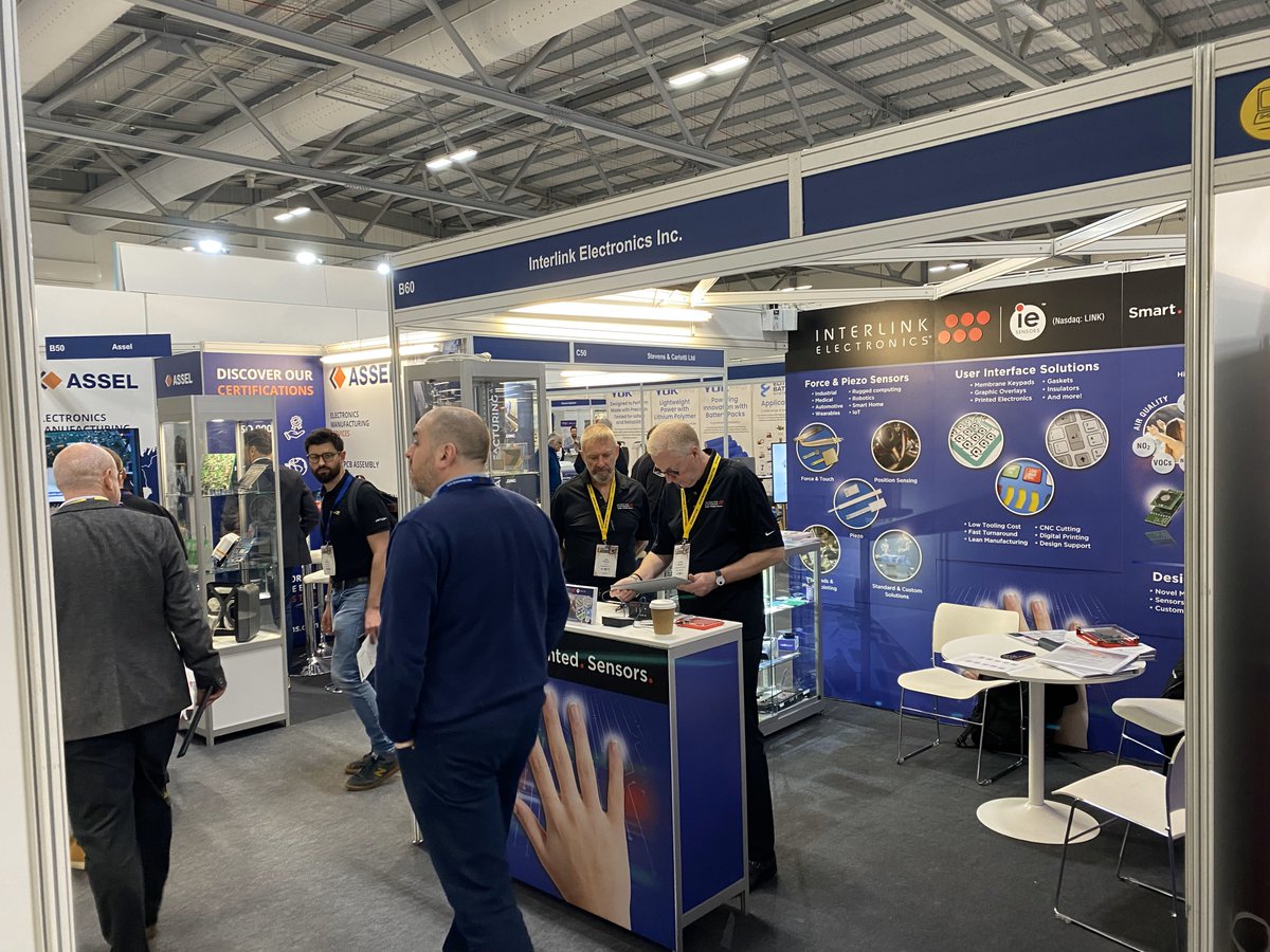Interlink's tweet image. Last Week, Interlink Electronics had the pleasure of exhibiting at the Southern Manufacturing Conference in the United Kingdom. Our team made great new connections and was able to showcase our growing sensor solutions portfolio. Thank you to all who visited us! (Nasdaq: LINK)