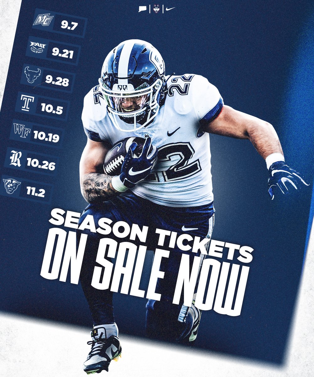 Come #PackTheRent this Fall! Season tickets are on sale NOW!

Get yours here ➡️ uconn.football

#CTFootball