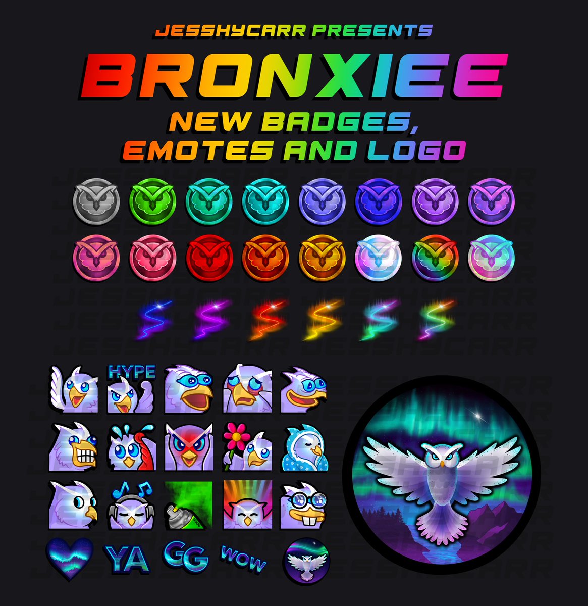 jesshycarr's tweet photo. Earlier this year, I worked with @Bronxiee_ to freshen up the channel art I made for him in 2020, and added a few extras 😎 thank you for trusting me with so many new ideas! So much fun 💙🩵 https://t.co/VMQ41nfXuK