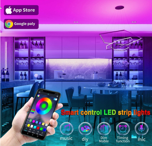 Tenmiro LED Bedroom Lights 100ft (2 Rolls of 50ft) Music Sync Color Changing Strip Lights with Remote<a href="/tag/apclips"class="tags"><span>#apclips</span></a>