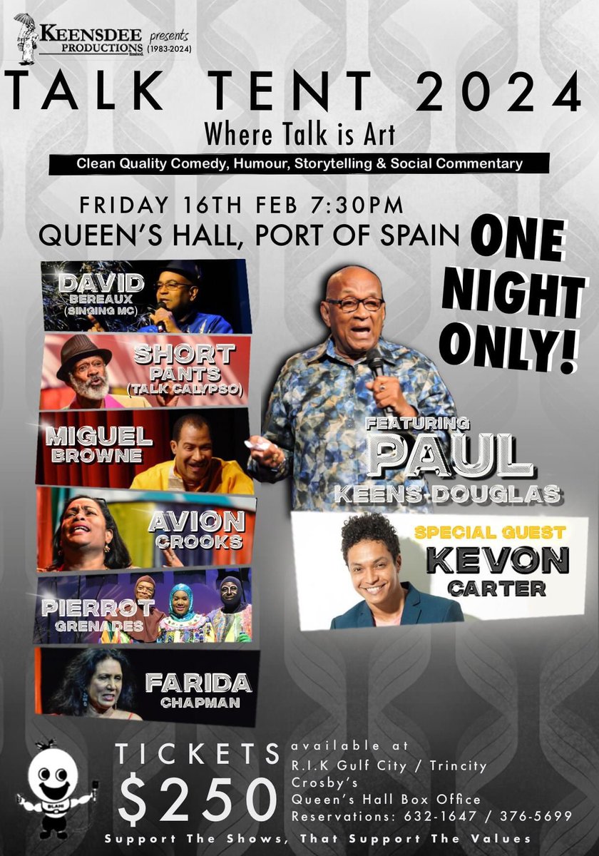 #friday <a href="/qhinfo/">Queen's Hall</a>  #onenightonly #trinidad after #Carnival2024 #carnival <a href="/PKeensDouglas/">Paul Keens-Douglas</a>