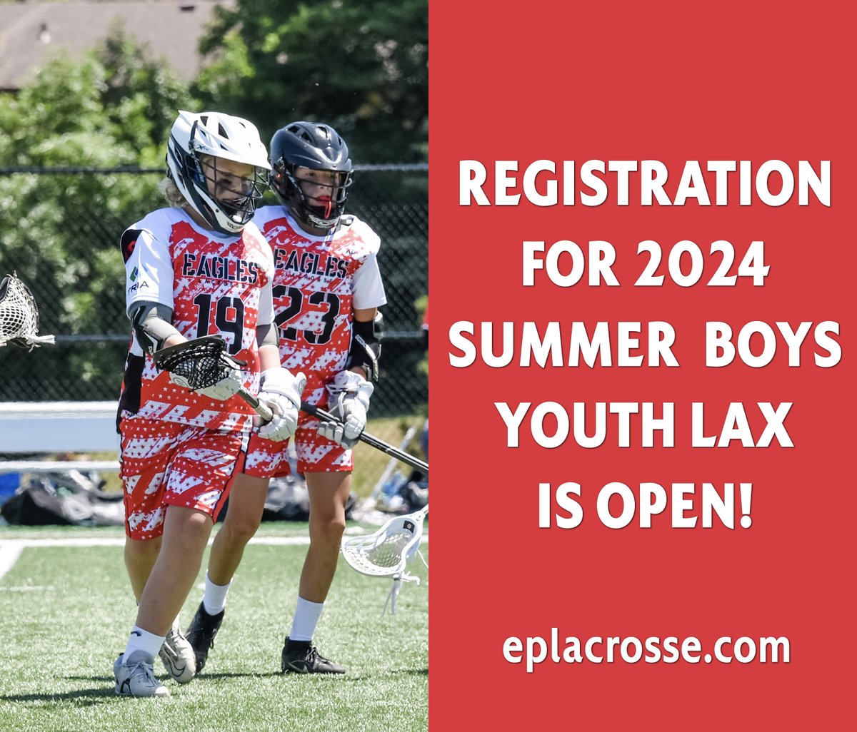 Registration open for 2024 Summer Boys Youth Lacrosse! 
eplacrosse.com/page/show/2449…

#youthlax #lacrosse #boyslacrosse #edenprairie #youthsports #edenprairiemn