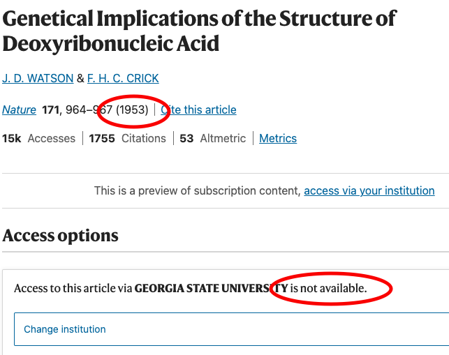 JoshLummus's tweet photo. Really? An article from 1953 is paywalled? 🫠🫠🫠 https://t.co/gcAZqmTgP1