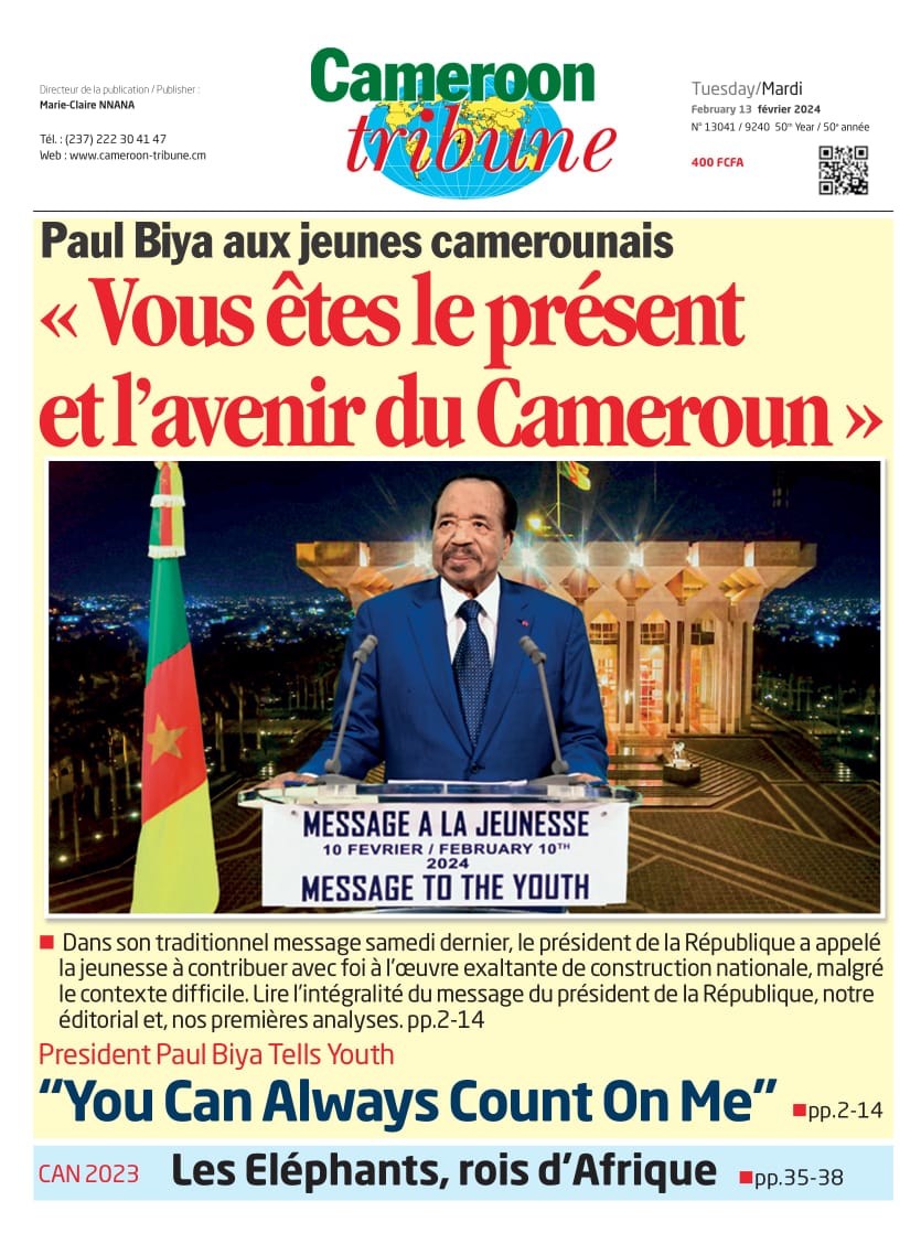 CamerounTribune's tweet photo. Notre #Une https://t.co/465NTAEW0B