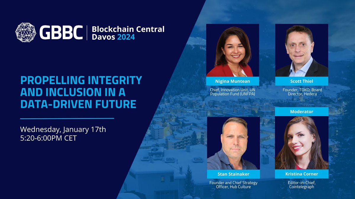 #WEF24 Replay | @DLA_Piper #tokenization platform @TOKO_network Founder @DLThiel1 joins @UNFPA Chief Dr. @Nigina_Muntean, @hubculture Founder @stanstalnaker, and @Cointelegraph Editor-in-Chief @KristinaLCorner for a panel discussion - 'Propelling Integrity and Inclusion in a