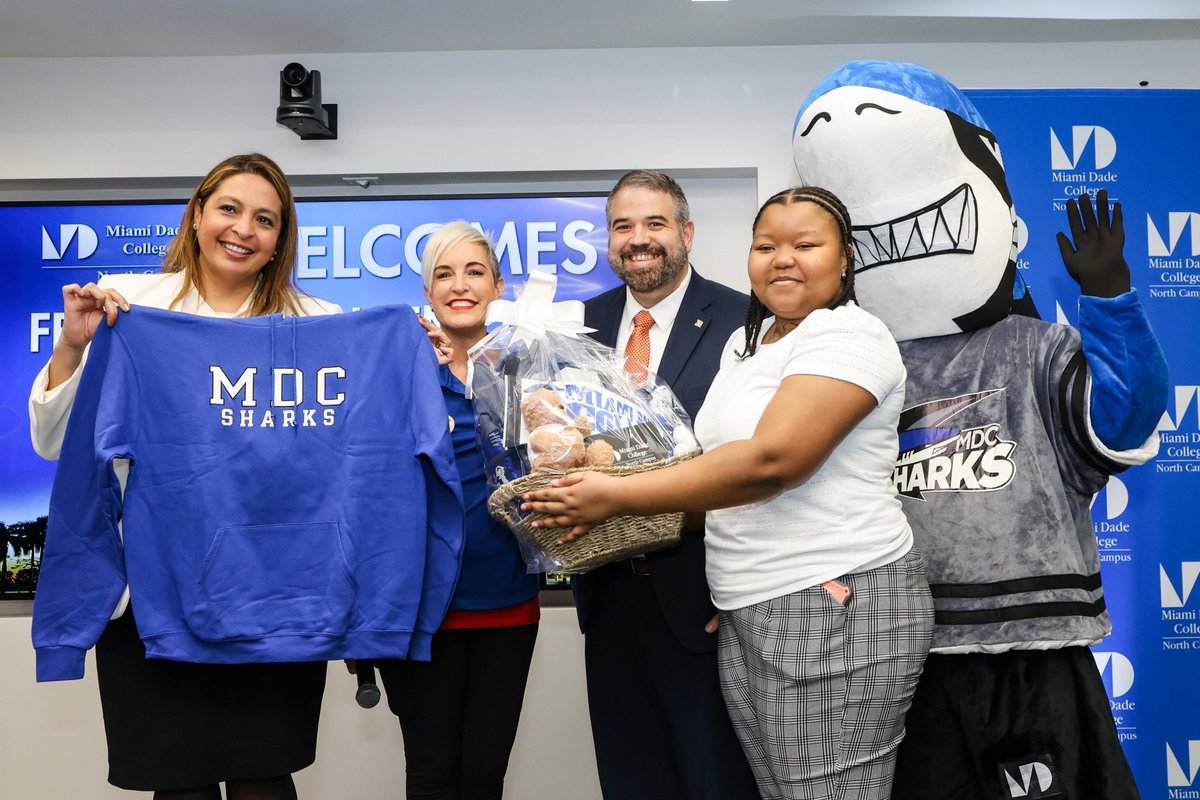 mdcpresident's tweet photo. Today was truly remarkable at our North Campus where @makeawishsfla helped make a student's dream of continuing a higher education a reality. What's amazing is that @makeawishsfla grants wishes, while @MDCollege serves as a dream factory. Today, we've united a wish and a dream, and we couldn't be prouder of our student! You have a whole fan club here, and everyone at MDC is rooting for you!  #MakeAWish
