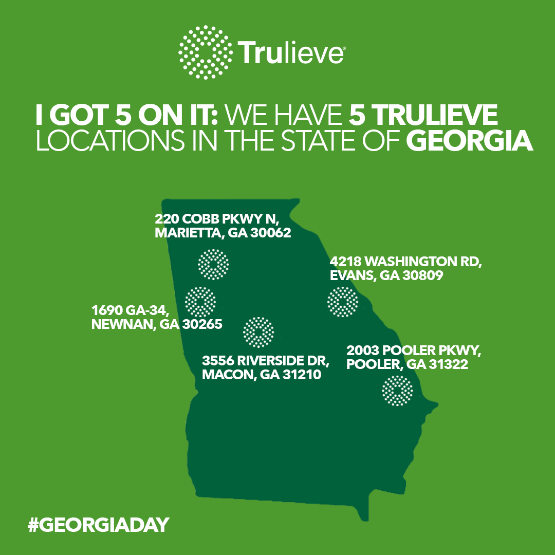 Happy Georgia Day! 🍑 Comment your favorite Trulieve location! 💚
#Georgia #georgiaday #Atl #marrietta #newnanga #poolerga #maconga #evansga #Trulieve #naturalrelief #igot5onit