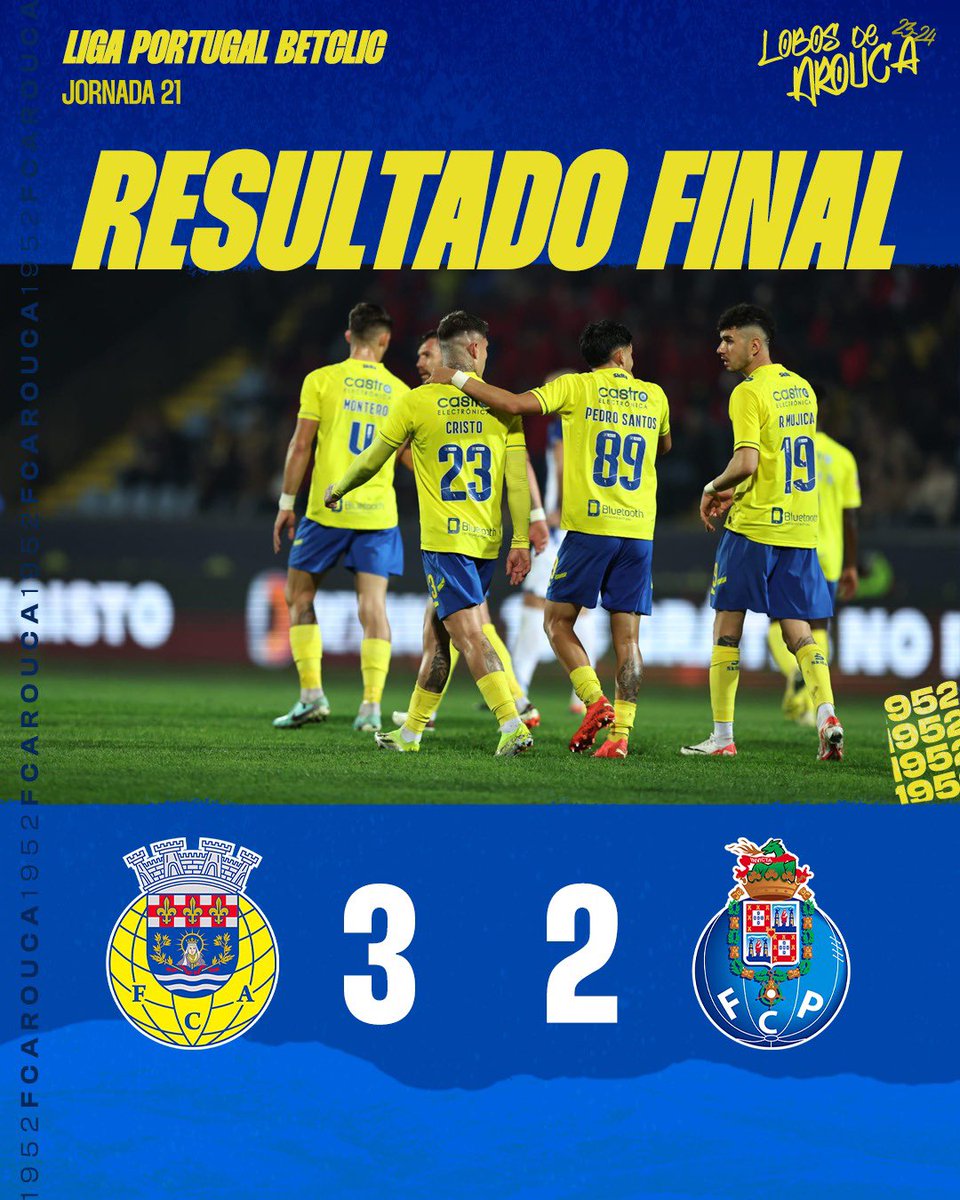 OficialFCArouca's tweet photo. 𝐇𝐈𝐒𝐓𝐎́𝐑𝐈𝐂𝐎! (3-2) 🟡🔵

Aí estão 4 vitórias seguidas para os Lobos de Arouca! 🐺

#LobosDeArouca #AmorEPaixao https://t.co/P943U9twKM