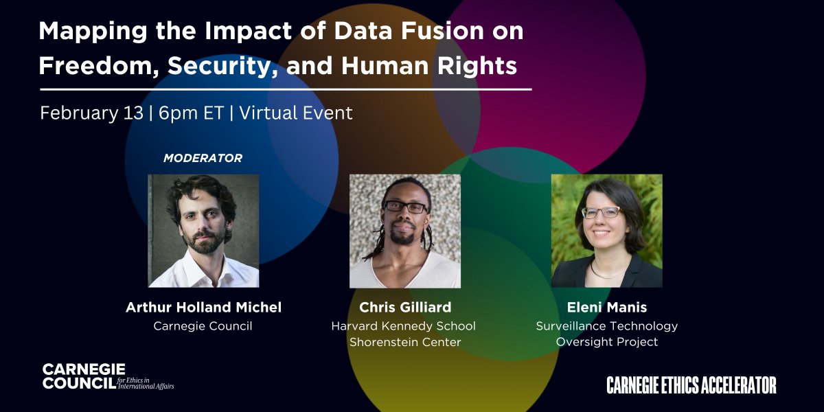 Tomorrow, virtually at 6pm ET! Our very own Research Director @mEleniManis will be joining @carnegiecouncil's @WriteArthur and @Kennedy_School's Chris Gilliard. Together, they will discuss the ethics of data fusion. Register using this link: info.carnegiecouncil.org/impact-of-data…