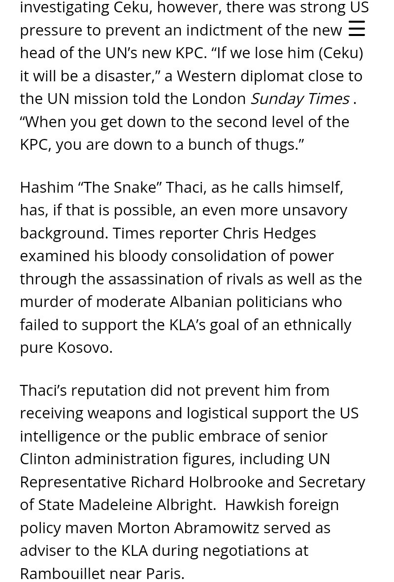 ivanajpavlovic's tweet photo. #Thaci &amp; members of the KLA were physically escorted from #Kosovo to #France by operatives of the #ClA according to veteran British journalist #TimMarshall in his book “Shadowplay” who quotes an American agent saying: https://t.co/Gc4DbIppB3