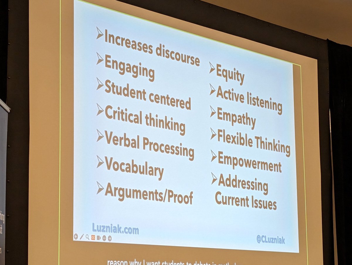 At #omcaretreat24, @cluzniak shared about #debatemath and its potential to foster these qualities and competencies in students, and achieve these goals. A simple sentence frame gives all students access to math conversations. @OMCAmath