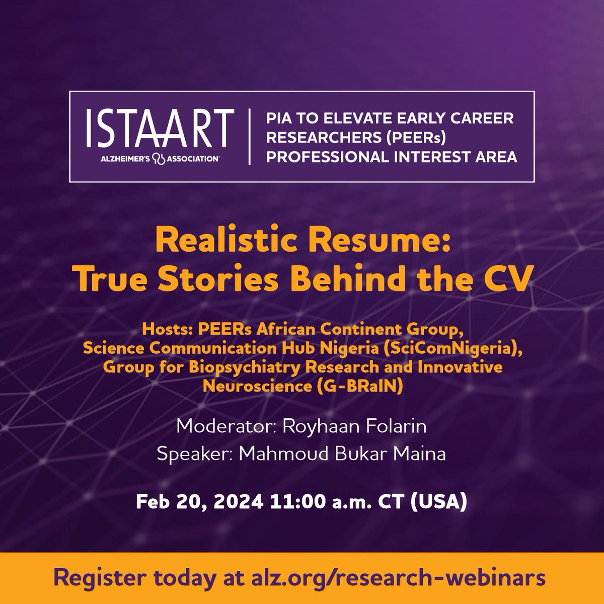 Embark on a journey of inspiration! Our webinar unveils the stories, challenges, and triumphs in the personal and professional journeys of successful career scientists. Co-sponsored with SciComNigeria and G-BRaIN, it's an exploration of success stories! #CareerSuccess #ISTAART