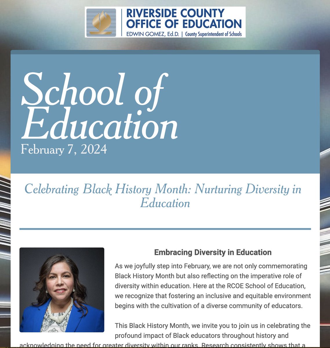 The RCOE School Of Education February Newsletter is here! 'By celebrating Black History Month, we are not only honoring the past but also committing to a more inclusive future.' smore.com/31kz7