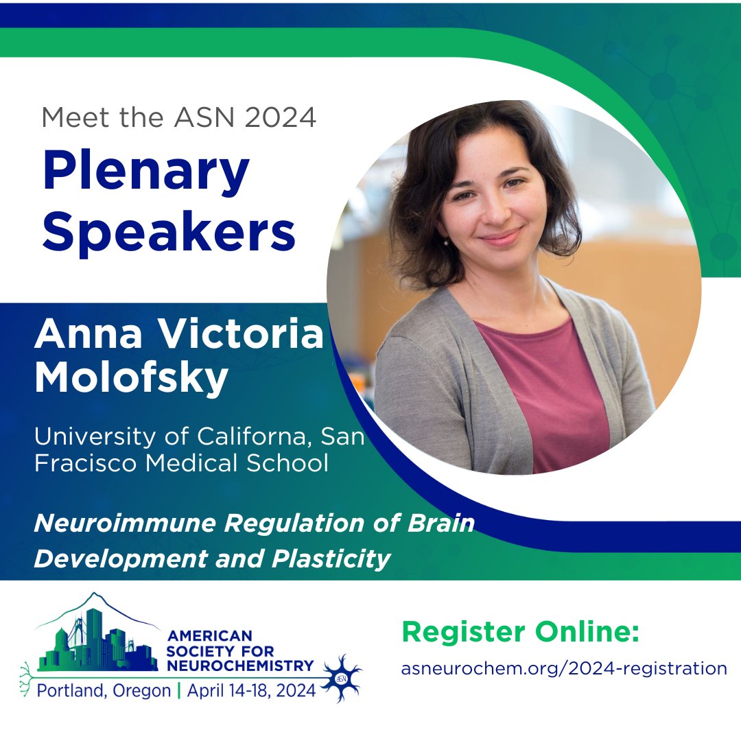 Meet our #ASN2024 speaker, Anna Victoria Molofsky!🧠 Join her session on 'Neuroimmune Regulation of Brain Development and Plasticity'🌐For details, visit asneurochem.org/plenary-speake… #neuroscience #neurochemistry #MedicalResearch #brainscience