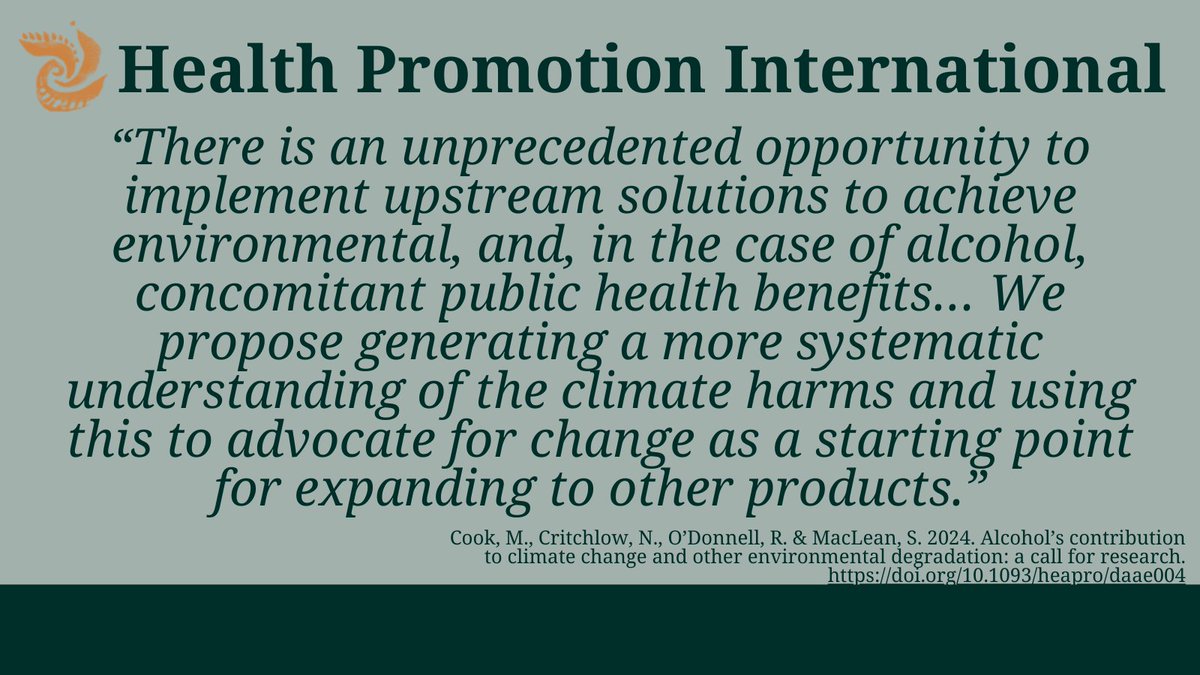 Alcohol—already a key contributor to an array of health, social and economic burdens—exacerbates environmental harms and climate change Read more: academic.oup.com/heapro/article… @MeganP_Cook @Rachel0Donnell @sarjomaclean