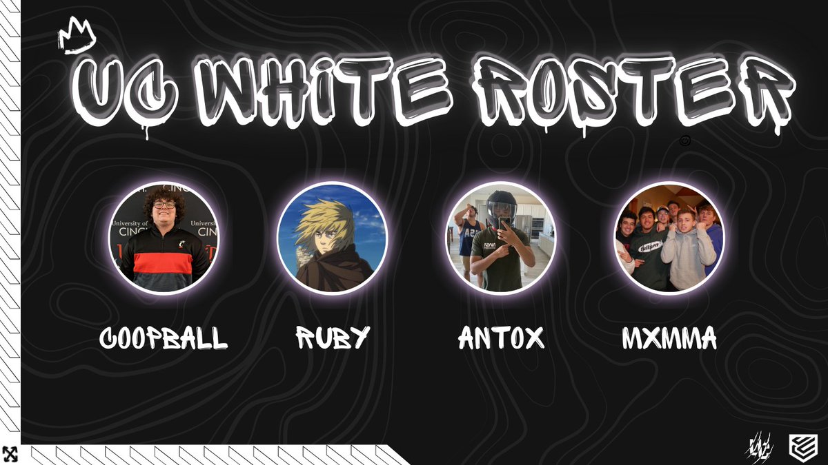 You thought we were done? Please welcome UC White competing in <a href="/CollegeCoD/">College CoD</a> !
▫️ <a href="/CooperRakow/">Cooper Rakow</a> 
▫️ <a href="/lolrubix/">‎ruby</a> 
▫️ <a href="/anthonygonzo_/">Anthony Gonzalez</a> 
▫️ <a href="/westonsmith_02/">Weston Smith</a>