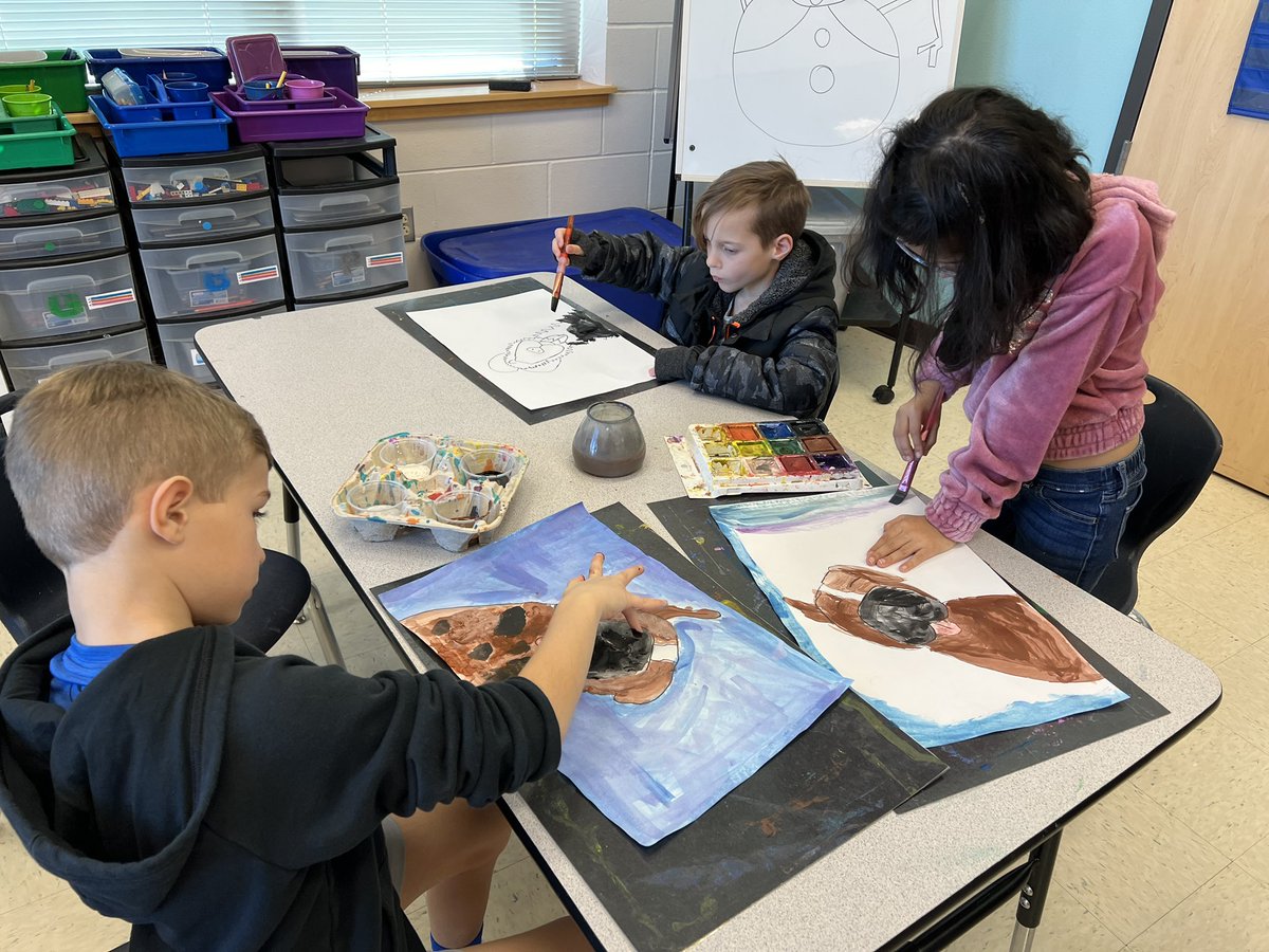MrsSims7's tweet image. Second Grade Artists fingerpainting their Iris Scott inspired Wet Dogs! @RiverRidgeElem