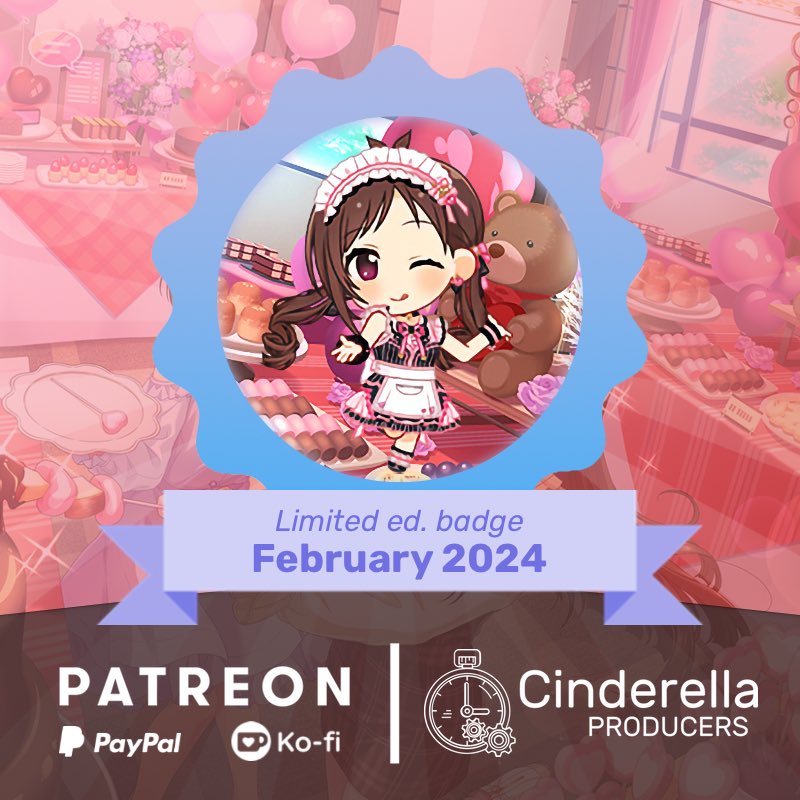 cinderella__pro's tweet photo. 🎁Gift for Our Supporters!🎁
February 2024's badge highlights Tsujino Akari!
Support &amp; claim yours:
✨Patreon: https://t.co/wNzd8ibinq
💕Ko-Fi: https://t.co/5FSRyybKc2
💛PayPal: https://t.co/JxSWaHc5Qy
Big thanks! https://t.co/y6U2m3CpLj