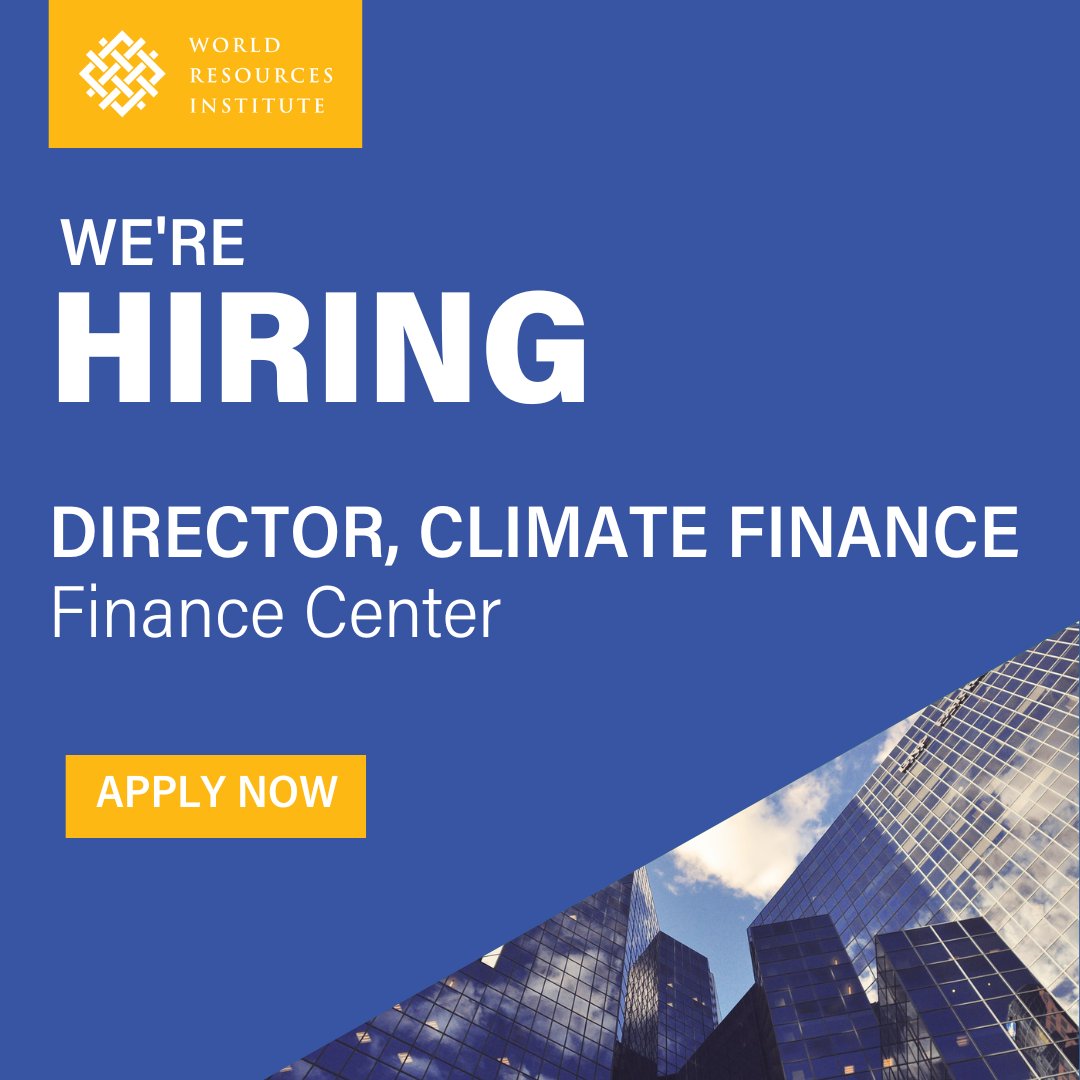 Join the @WRIFinance Center team! 👥 We are hiring for the role of Director - Climate Finance. Learn more about the role and apply here: bit.ly/42AEQ0c