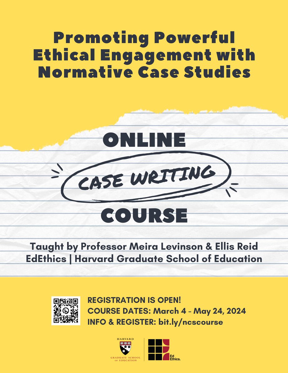 EdEthics Harvard (@edethics) on Twitter photo Learn to write case studies about ethical dilemmas in education with <a href="/meiralevinson/">Meira Levinson</a> in a new online course! Learn more and register: bit.ly/ncscourse #EdEthics #casestudies #edequity <a href="/hgse/">Harvard Graduate School of Education (HGSE)</a> Learn to write case studies about ethical dilemmas in education with <a href="/meiralevinson/">Meira Levinson</a> in a new online course! Learn more and register: bit.ly/ncscourse #EdEthics #casestudies #edequity <a href="/hgse/">Harvard Graduate School of Education (HGSE)</a>