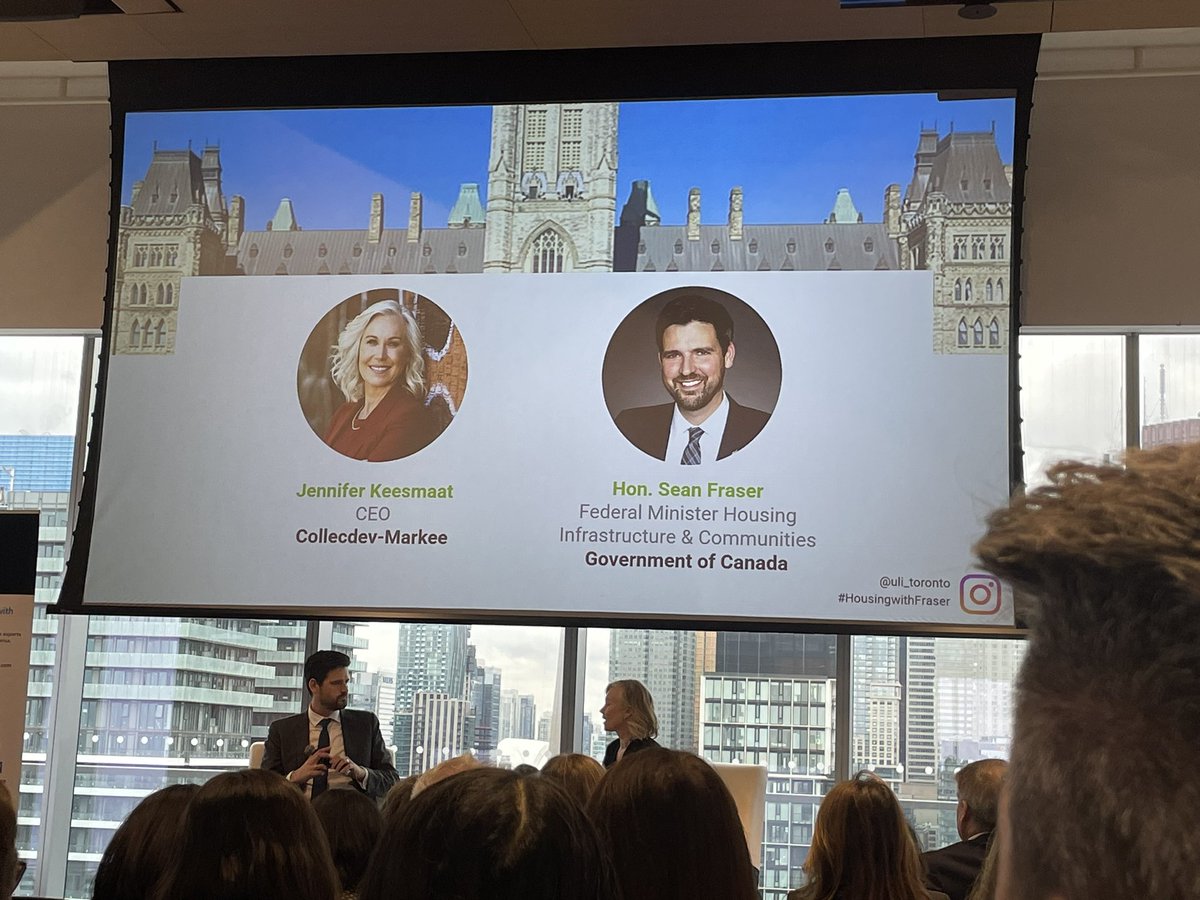ShelRajan's tweet photo. Housing minister @SeanFraserMP, @jen_keesmaat and the members of the Task Force for #HousingandClimate are setting house policy and planning on track. 

It was great to hear from both of this morning at @ULIToronto’s event on Ramping up housing delivery in Canada 🇨🇦 https://t.co/f0tZunhfax