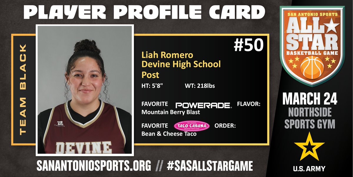 Meet <a href="/BonnetteRomero/">Fernando & Bonnette Romero</a> from <a href="/DevineHS/">Devine High School</a> who will compete in the San Antonio Sports All-Star Basketball Game at the Northside Sports Gym on March 24th! @usarmysatx #SASAllStarGame <a href="/USArmy/">U.S. Army</a> #BeAllYouCanBe