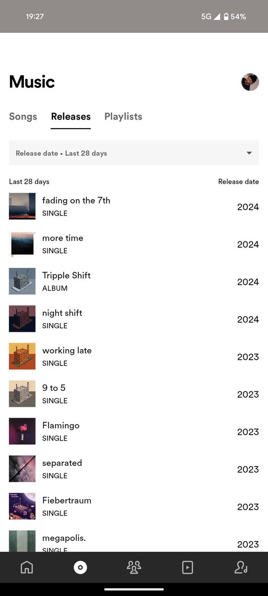 We have one column available where we can show the artist some crucial bit of info about their latest releases. What to choose.... Hmm...

Oh I know! 
The year of the release!
