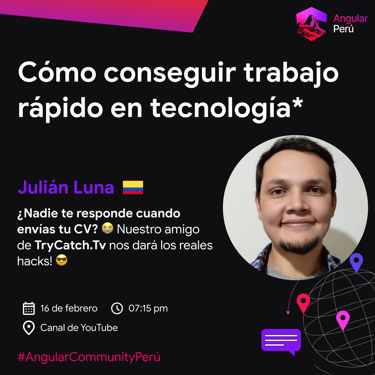 AngularPeruNG's tweet photo. ¿Realmente sabes como buscar trabajo?👀

Si quieres encontrar la respuesta a ésta y muchas preguntas más asiste a nuestra tech talk 🤓 en vivo por YouTube, este viernes 16 a las 19:15 🕖 hora Perú, donde Julian - @TryCatch_tv nos guiará en este tema.
#Angular #AngularPerú https://t.co/5kQWiGbB6g
