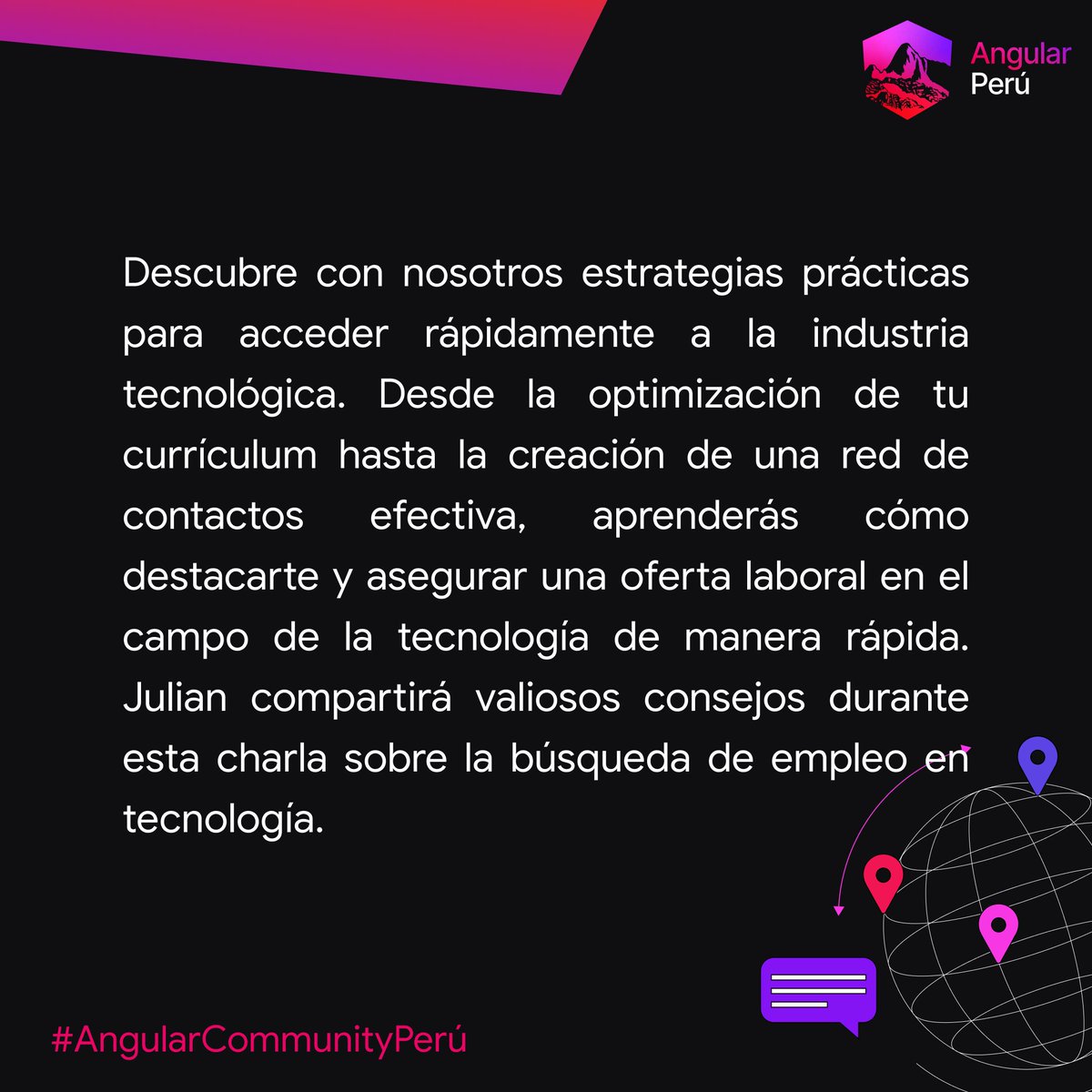 AngularPeruNG's tweet photo. ¿Realmente sabes como buscar trabajo?👀

Si quieres encontrar la respuesta a ésta y muchas preguntas más asiste a nuestra tech talk 🤓 en vivo por YouTube, este viernes 16 a las 19:15 🕖 hora Perú, donde Julian - @TryCatch_tv nos guiará en este tema.
#Angular #AngularPerú https://t.co/5kQWiGbB6g