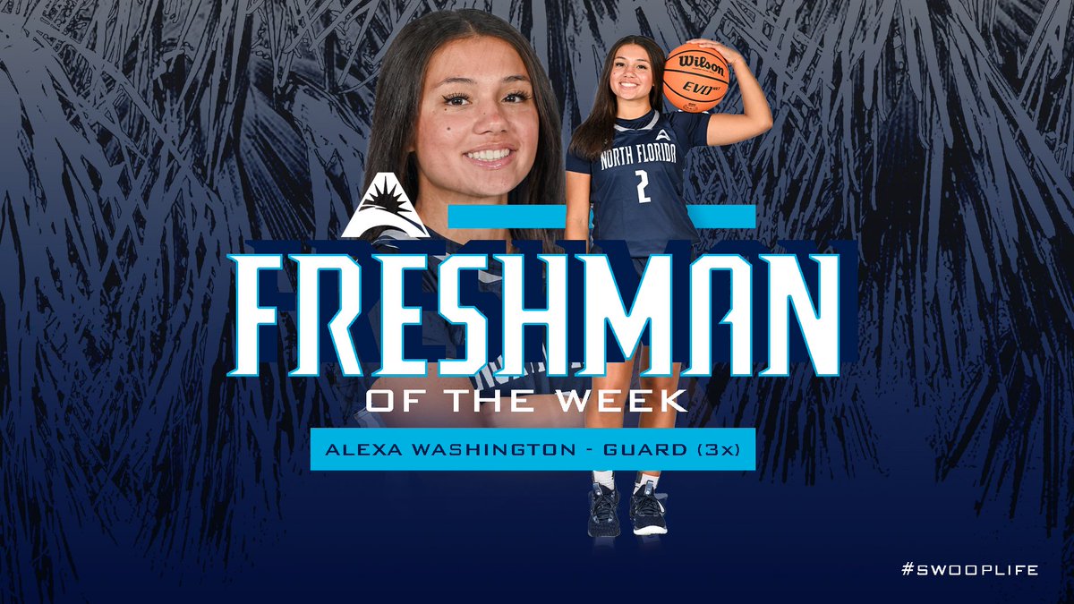 𝙏𝙃𝘼𝙏'𝙎 3️⃣ 𝙁𝙊𝙍 #️⃣2️⃣ Alexa Washington takes home her third @ASUNSports Freshman of the Week award on Monday afternoon! 🗞️ >> bit.ly/3HZ62fC #SWOOP