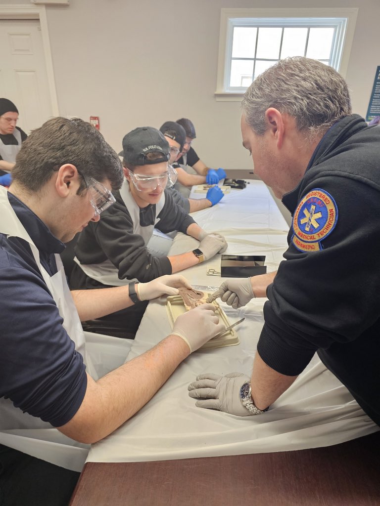 PridestarTEMS's tweet photo. Always an interesting day when we start the cardiovascular lecture for our EMT class. Dissection of a sheep’s heart, lungs and trachea is eye opening… #handson #CPR #EMT https://t.co/zV7ba3wMVR