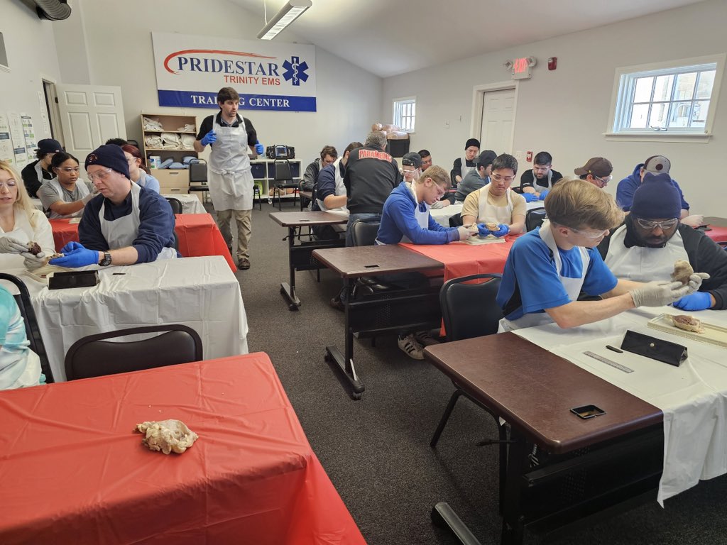 PridestarTEMS's tweet photo. Always an interesting day when we start the cardiovascular lecture for our EMT class. Dissection of a sheep’s heart, lungs and trachea is eye opening… #handson #CPR #EMT https://t.co/zV7ba3wMVR