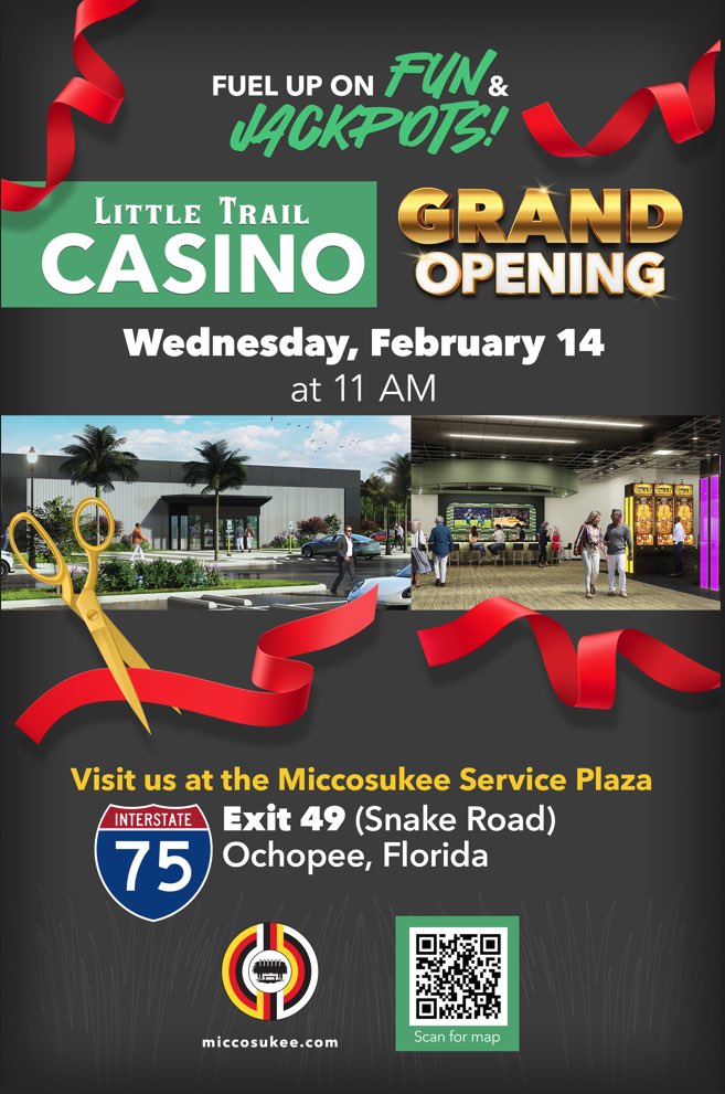 southdadecc's tweet photo. Get ready for bigger thrills! 🎰 Join us as we unveil miccosukees’ expanded casino, featuring more games, more excitement, and more chances to win big! @MiccosukeeRG   #miccosukee #casino #southfloridabuisness #ochopeefl #GrandOpening https://t.co/1pmSRsAAP5