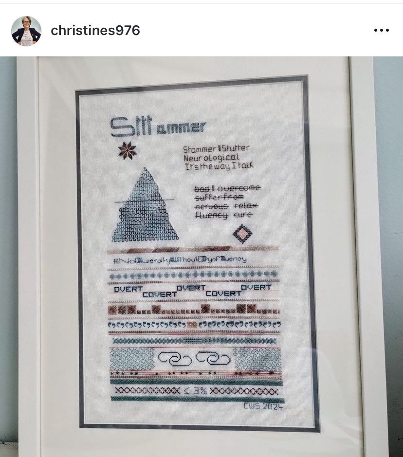 Follow <a href="/Christine108cs/">Christine Simpson 🇺🇦</a> on Instagram and hit those ❤️ for her beautiful stitch work. Inspired by <a href="/dysfluent/">Dysfluent</a> 
#Stttammer #Stammer #Stutter <a href="/stammer/">STAMMA</a> 
instagram.com/p/C3QdQJIMoUT9…