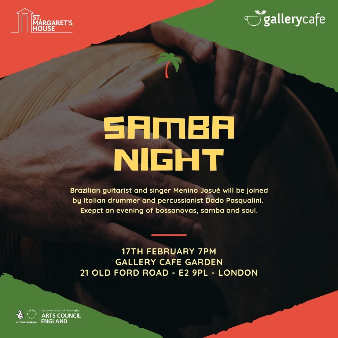 Join us this Saturday for a night of Brazilian Music from the Partido Alto: Samba, bossanovas and Brazilian Soul with <a href="/dadopasqualini/">Davide Pasqualini</a> and @meninoj70 
We'll be serving delicious Brazilian food&amp; drinks throughout the evening 🍸 
Standard: £8/ Ticket +  Caipirinha + Feijoada: £25