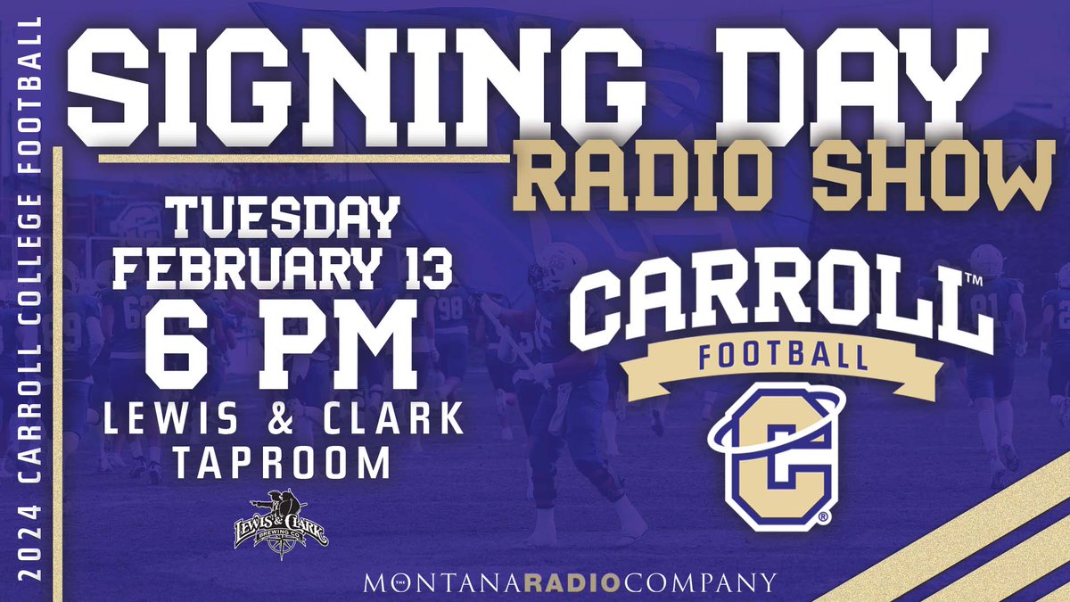 Saints Fans!! 

The signing day show is almost 24 hours away!! 

It is at at 6pm at the Lewis and Clark Brewery. All are welcome!  

Come learn about the newest group of Saints or listen live on Rewind 94.9 in Helena or at KCAP.com

#C4