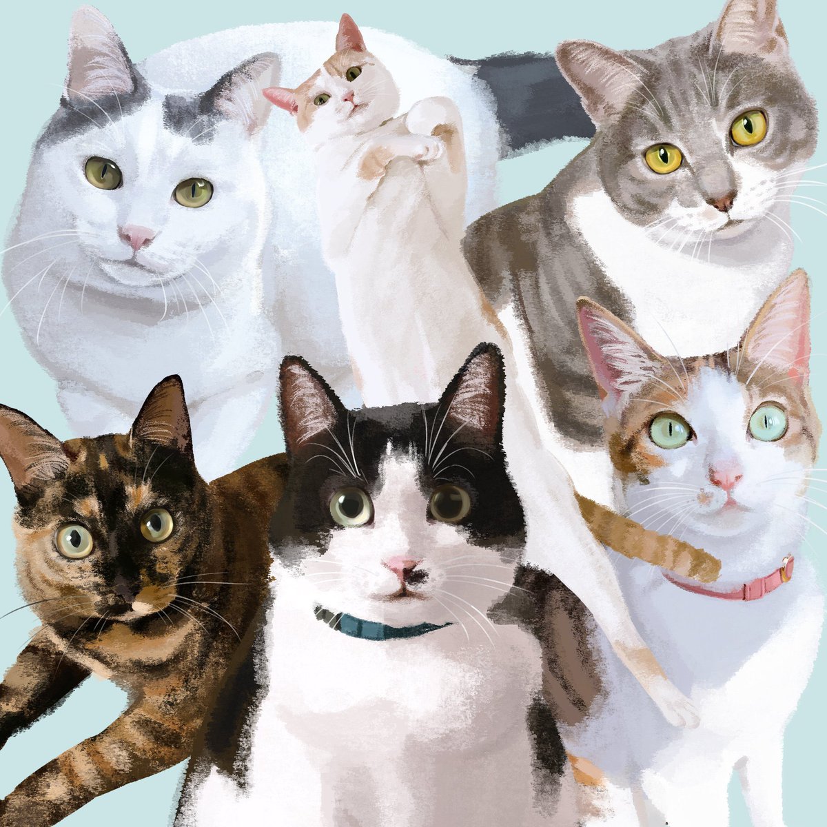 「愛猫たち 」|チヨ丸のイラスト
