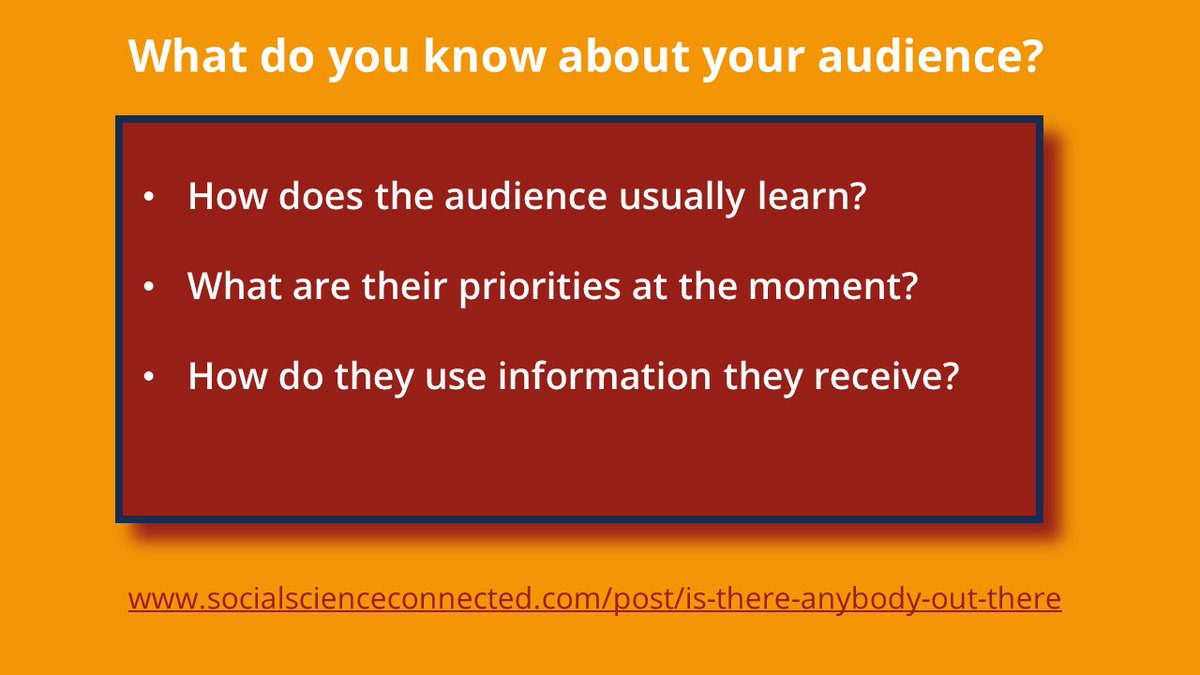 New blog about audiences for communicating social science research - who are they, how do you find them and how can you connect with them? socialscienceconnected.com/post/is-there-…