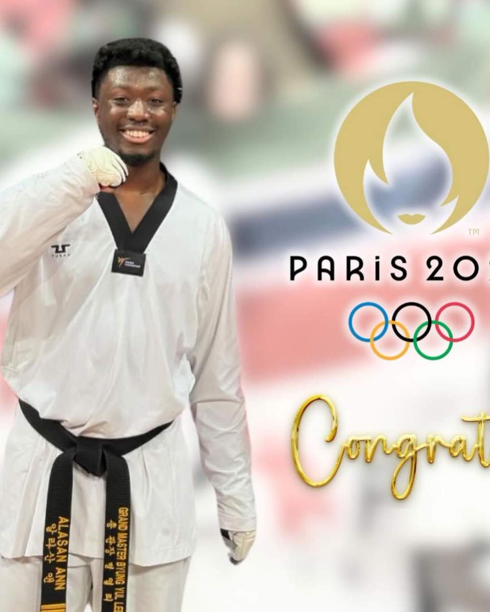 2 years ago, Alasan Ann, a 🇬🇲-🇺🇸 citizen came forward to rep. the Gambia in Taekwondo. After a few fights for 🇬🇲, yesterday he qualified for Olympic <a href="/Paris2024/">Paris 2024</a>-a dream for him, &amp; success for 🇬🇲. Congrats to Ann &amp; his coaches for this achievement. Thanks <a href="/DrKebbeh/">Amina Sillah</a> for the support.