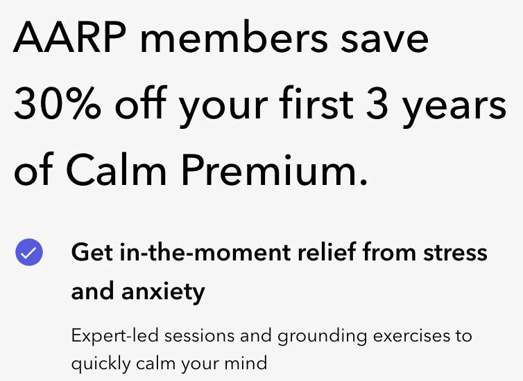 As a meditation geek, this is pretty cool: <a href="/AARP/">AARP</a> just rolled out a 30% discount with <a href="/calm/">Calm</a> as a member benefit. You can join at any age. Full disclosure: I'm an AARP employee. 

shorturl.at/ckvR8