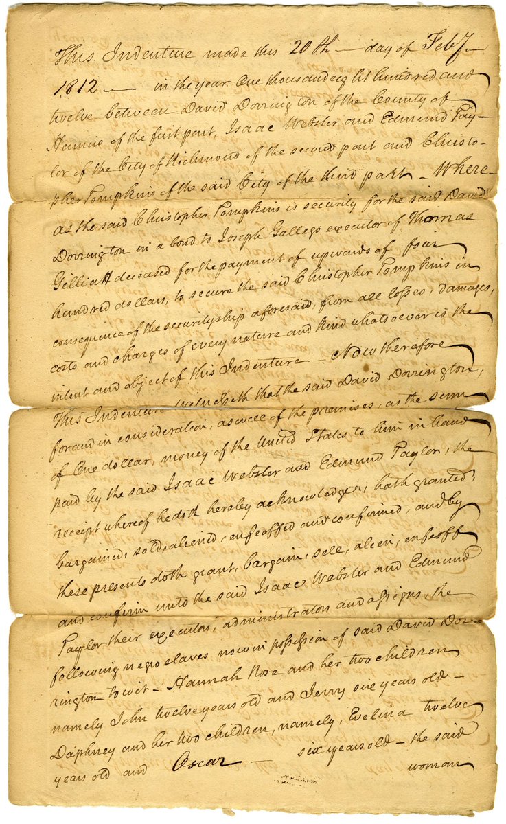 Announcing a new collection available from Virginia Untold: The #AfricanAmerican Narrative just in time for #BlackHistoryMonth! 462 bills of sale &amp; deeds from the City of #Richmond have been digitized. Most include full transcriptions.
Learn more at bit.ly/4bulfTK
