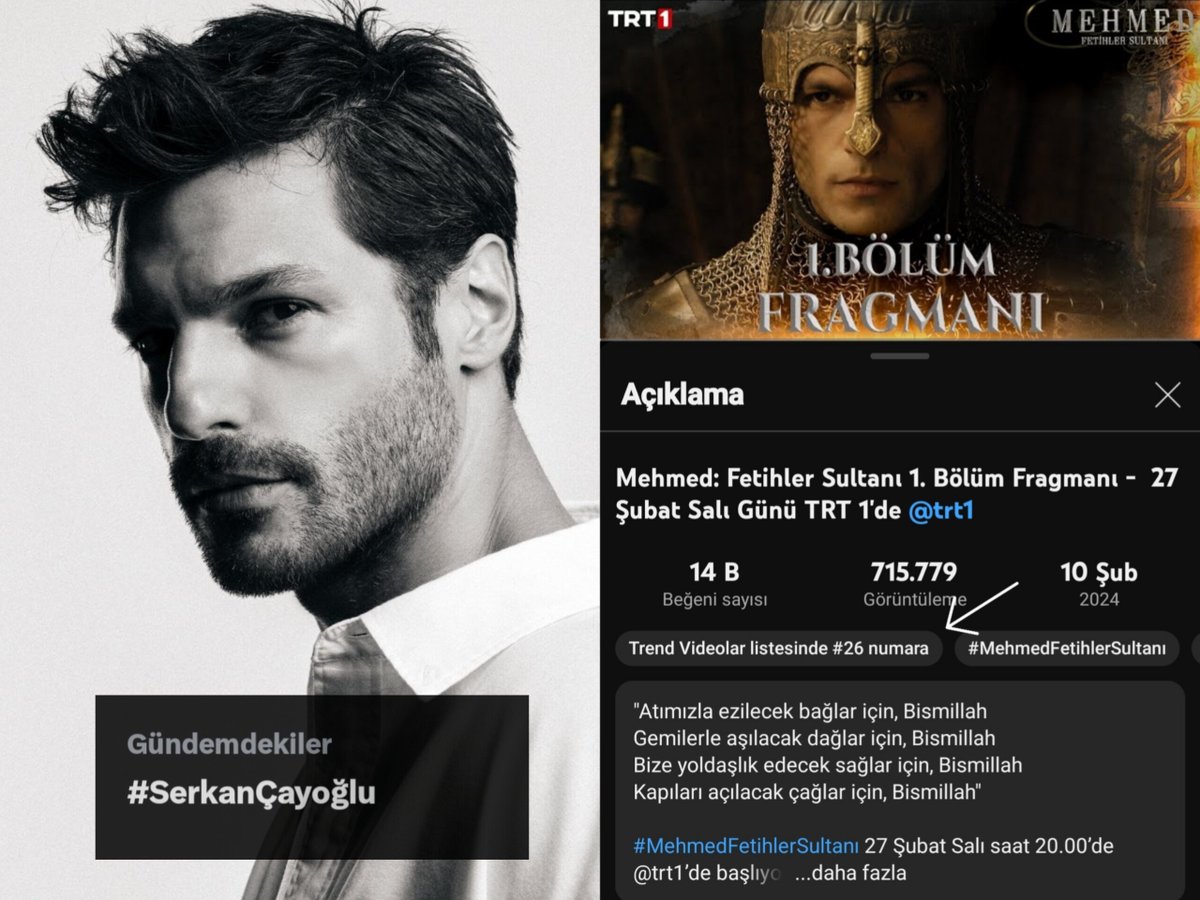 CayogluNews's tweet photo. Serkan Çayoğlu popüler gündemde yer alırken; #MehmedFetihlerSultanı da YouTube Trend Videolar listesinde yer almaya devam ediyor! 💥

#SerkanÇayoğlu || @SerkanCayoglu https://t.co/u2Ftzrufx6