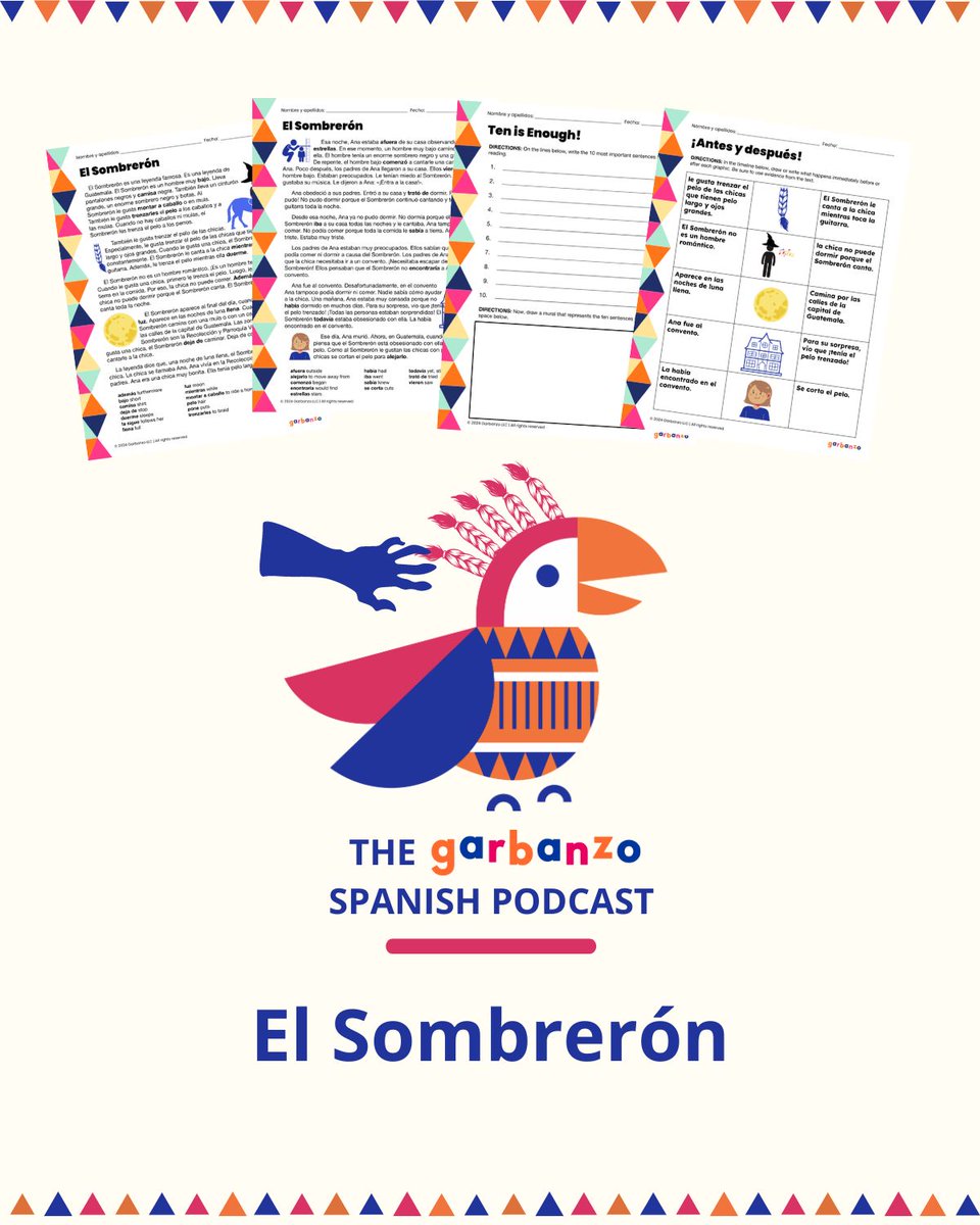 Now Streaming! Check out Episode 27 of the Garbanzo Spanish Podcast: El Sombrerón! Check out our blog post with more info about this episode and free printables link here: garbanzo.io/blog/episode-27 View the planning guide with all episodes here: bit.ly/garbanzopodcas…