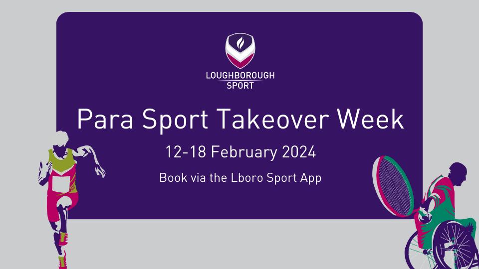 @lborouniversity Para take over week is here again. Come Try out disability tennis. Please book on sessions. Wheelchair and Visual impairment Tuesday 13th February 18.30pm and 19.45pm Wheelchair Thursday 15th February 18.30pm. All welcome, Come and have a go.