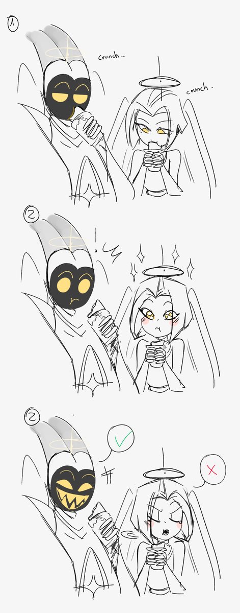 PoL01467982's tweet photo. "Do you like it?"
"Of course nOT"

Sketch mini comic of Lute and Adam. 

Now yes, last drawing of these two. I come back the illustration originals.

#HazbinHotel #HazbinHotelLute #HazbinHotelAdam https://t.co/VeMbXXEfu4
